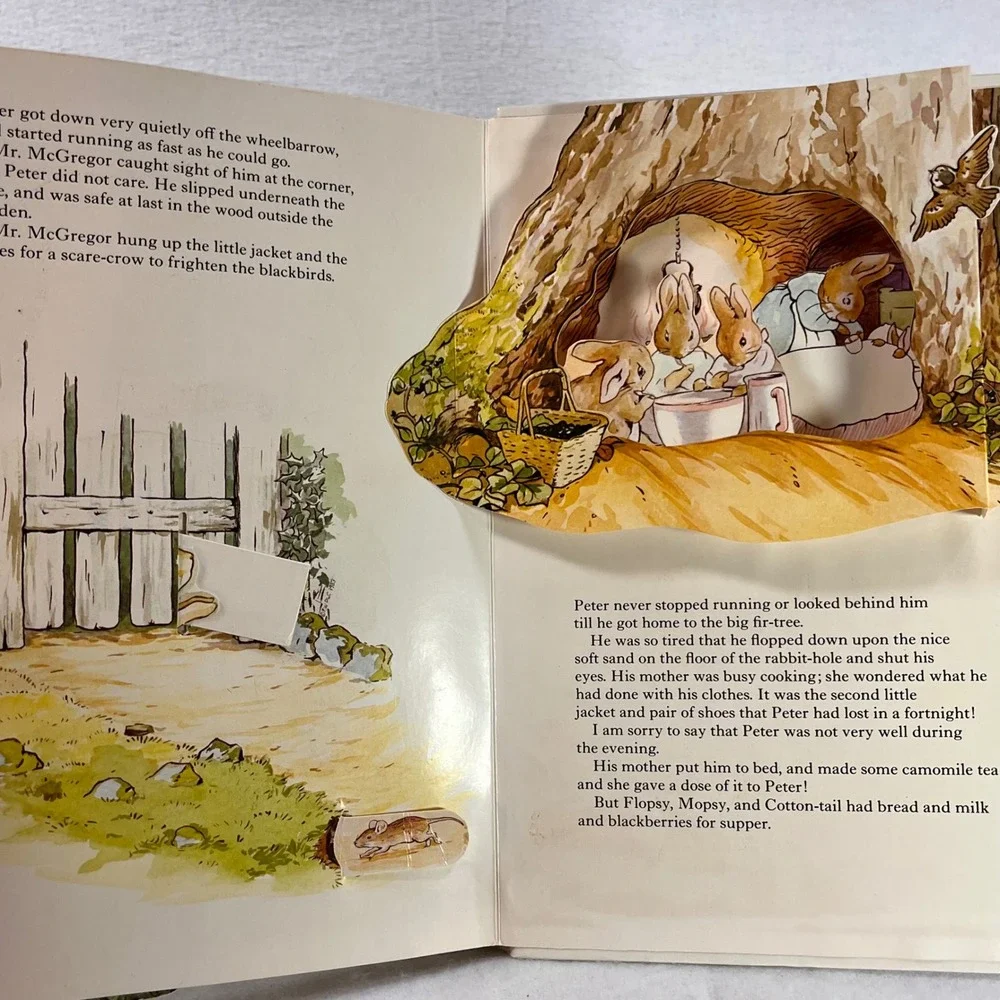 1985 Peter Rabbit Pop-Up Book Beatrix Potter F. Warne Vintage Hardcover Pop Up